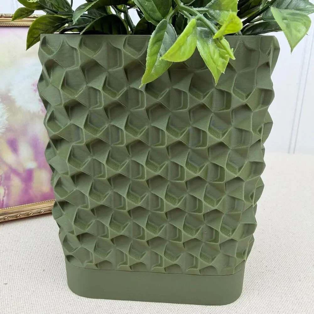 Rovi Square Planter, Indoor Flower Pot, Tabletop Planter, Faceted Texture,Modern
